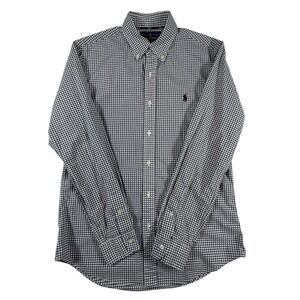 Polo Ralph Lauren Mens Slim Fit Gingham Button Down Shirt Black White Medium M